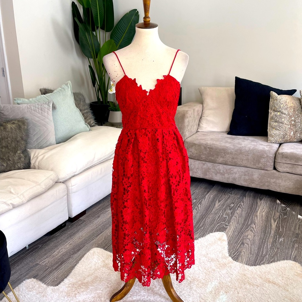 Red midi dress